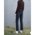 LOREM Double Waist Head Slimming Nine Point Cotton Elastic Jeans