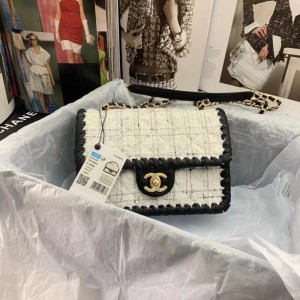 Chanel's new white woven tofu wrapped sheepskin with rolled edges