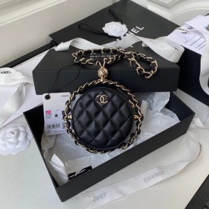 Chanel small round bag shoulder crossbody bag sheepskin